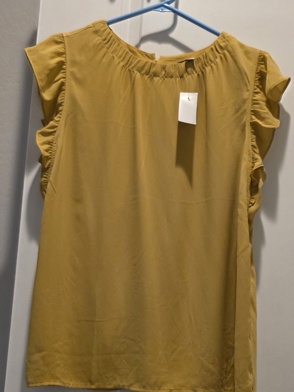 LOFT Mustard Ruffle Sleeve Blouse